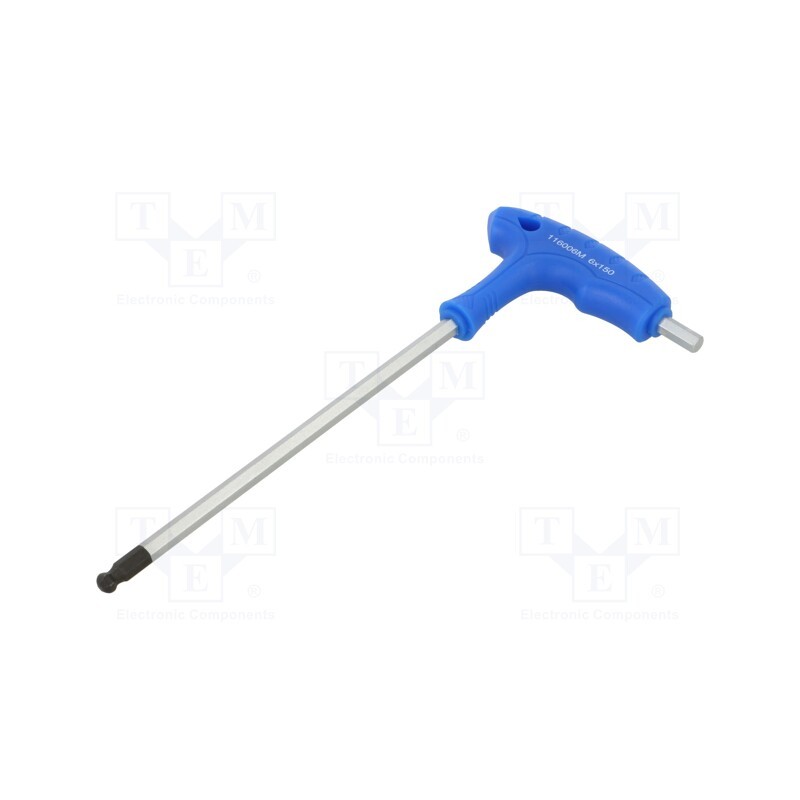 1 pcs x KING TONY - 116006MR - Wrench, hex key,spherical, HEX 6mm, Overall len: 215mm