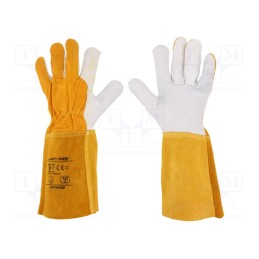 1 set x LAHTI PRO - L271910K - Protective gloves, Size: 10, natural leather, long