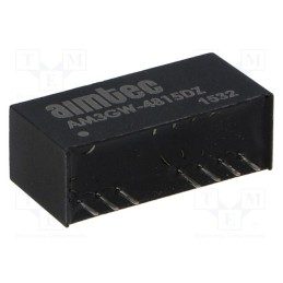1 pcs x AIMTEC - AM3GW-4815DZ - Converter: DC/DC, 3W, Uin: 18÷75V, Uout: 15VDC, Uout2: -15VDC, SIP9