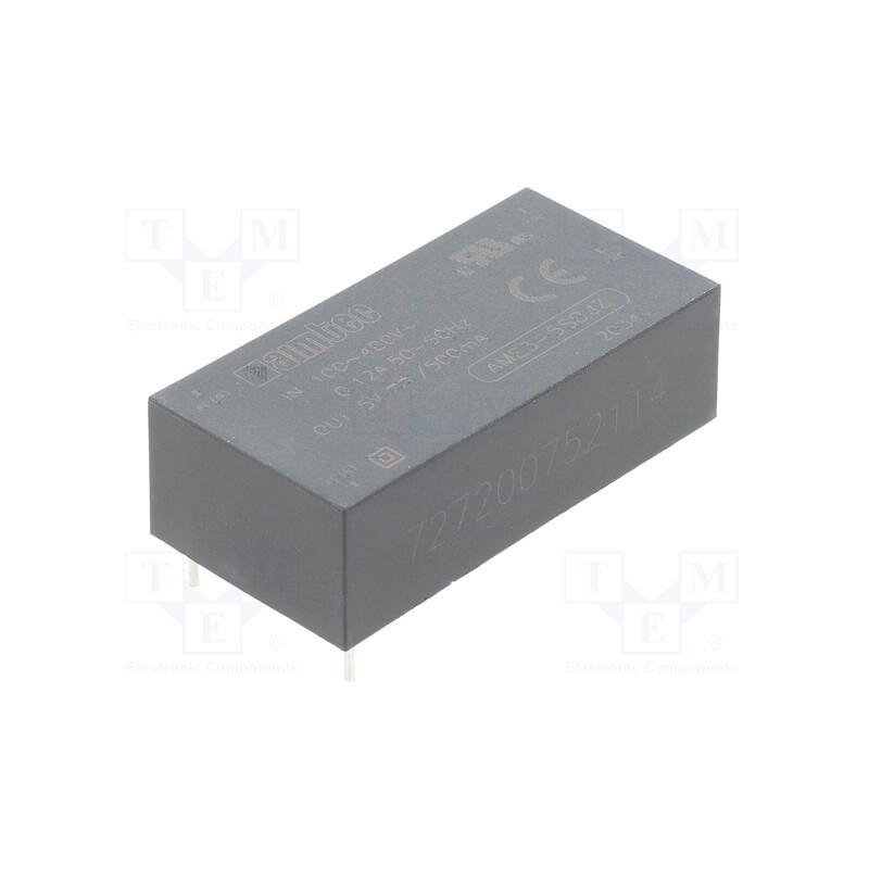 1 pcs x AIMTEC - AME3-5SBJZ - Converter: AC/DC, 3W, 90÷528VAC, Usup: 100÷745VDC, Uout: 5VDC, 70%