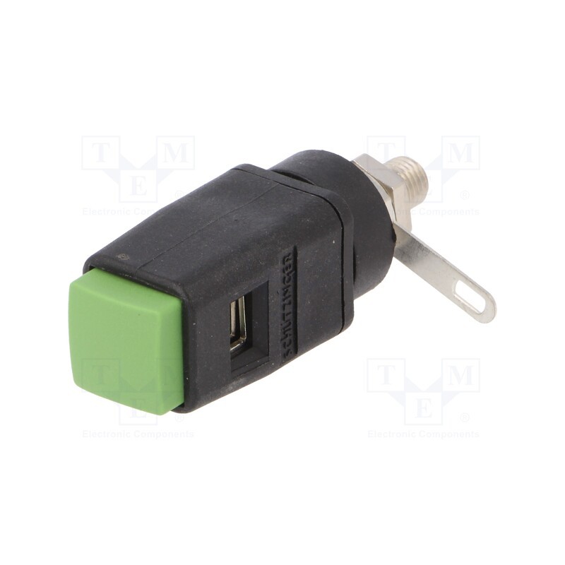 1 pcs x SCHu00dcTZINGER - SDK 503 / GN - Laboratory clamp, green, 70VDC, 16A, screw, nickel, polyamide