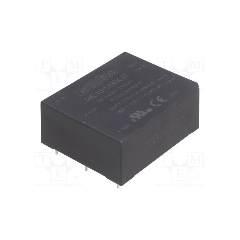 1 pcs x AIMTEC - AME10-524DCJZ - Converter: AC/DC, 10W, 85÷264VAC, Usup: 120÷370VDC, Uout: 5VDC, 81%