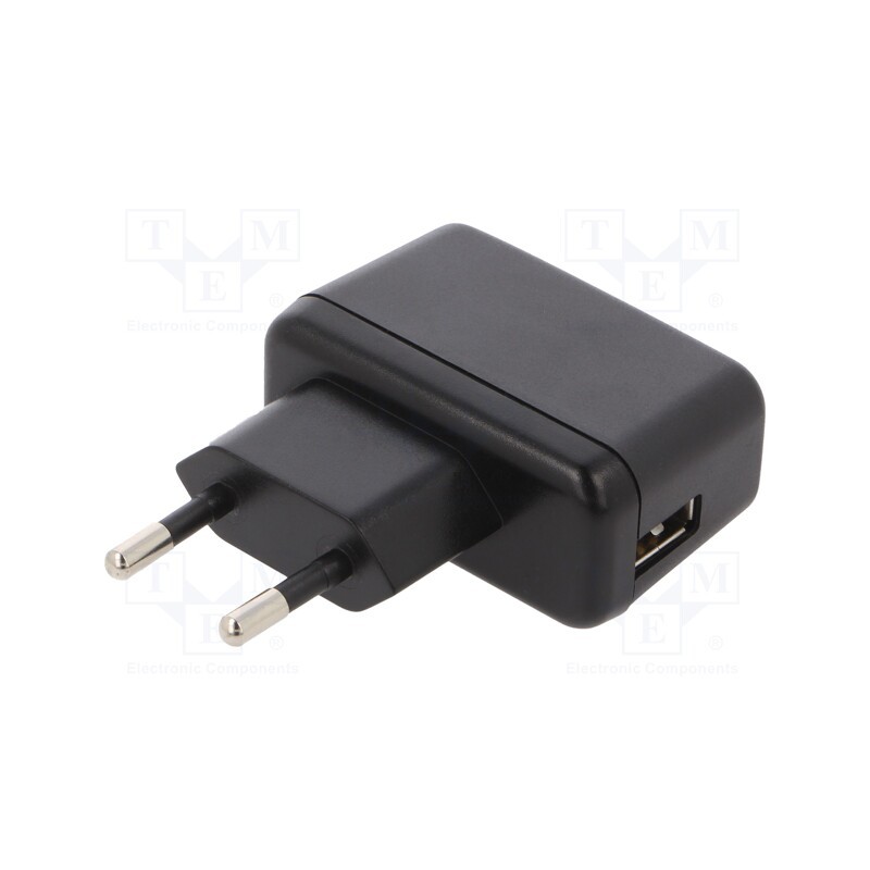 1 pcs x XP POWER - VEL05US050-EU-BB - Power supply: switched-mode, plug, 5VDC, 1A, 5W, Plug: EU, Out: USB