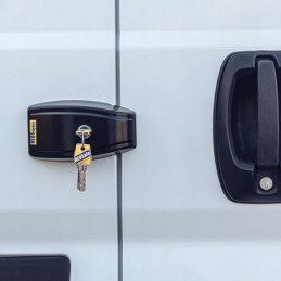 Security lock for heosafe sliding swing and rear doors