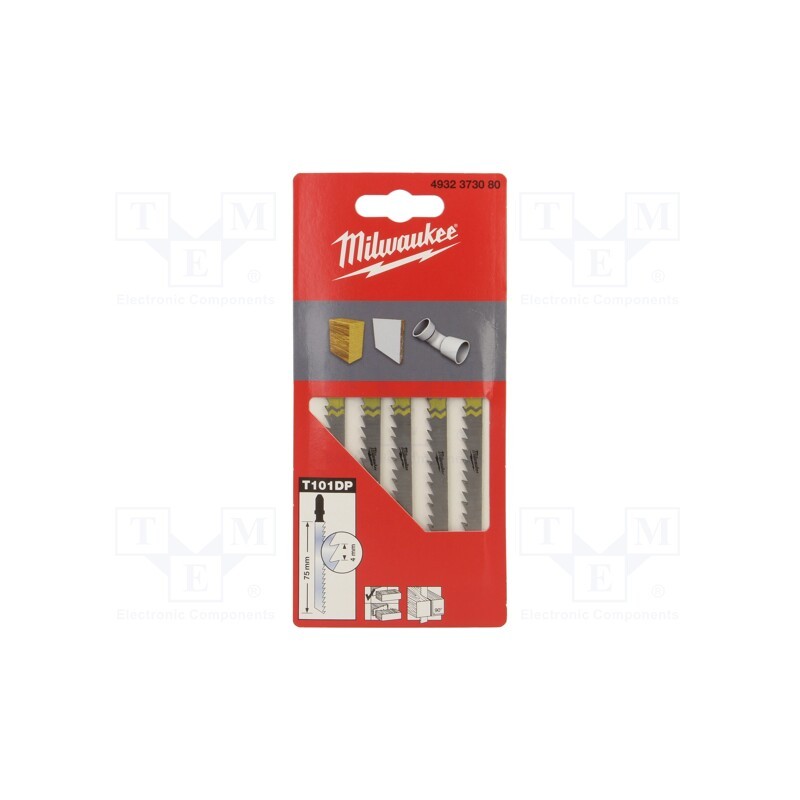 1 pcg x Milwaukee - 4932373080 - Hacksaw blade, wood,plastic, 75mm, 5pcs, Kind of holder: T