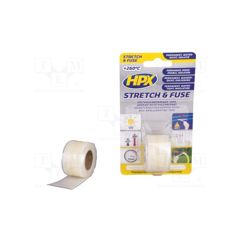 1 rol x HPX - SI2580 - Tape: sealing, W: 25mm, L: 1.8m, Thk: 0.5mm, transparent, silicone