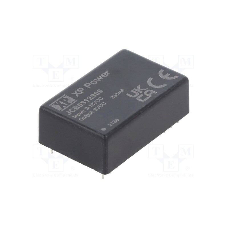 1 pcs x XP POWER - JCB0312S09 - Converter: DC/DC, 3W, Uin: 9÷18V, Uout: 9VDC, Iout: 333mA, 400kHz