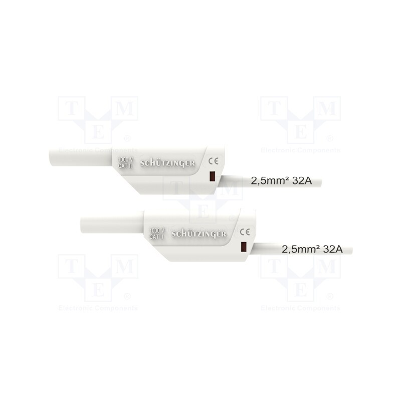 1 pcs x SCHu00dcTZINGER - VSFK 8500 / 2.5 / 100 / WS - Test lead, 32A, banana plug 4mm,both sides, Urated: 1kV, Len: 1m