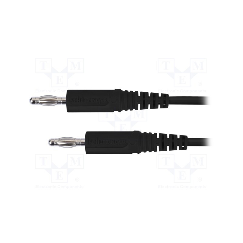 1 pcs x SCHu00dcTZINGER - MFK 09 / 1 / 100 / SW - Test lead, 70VDC, 33VAC, 16A, banana plug 4mm,both sides, Len: 1m