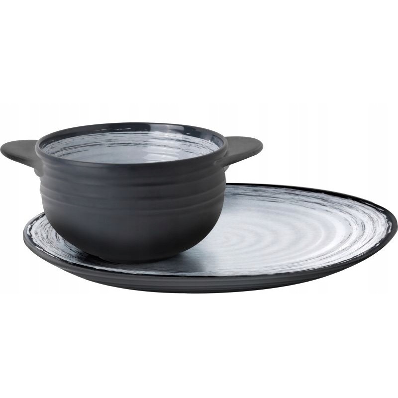 Soup bowls with saucers made of granada melamine