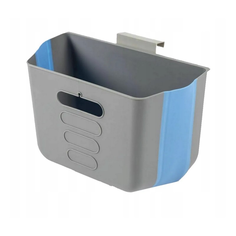 Folding, hanging camping trash bin for camping b