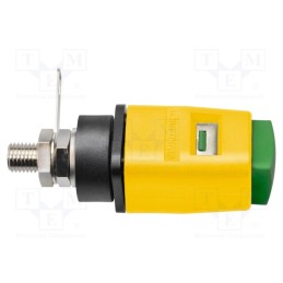 1 pcs x SCHu00dcTZINGER - SDK 503 / GNGE - Laboratory clamp, yellow-green, 70VDC, 16A, screw, nickel, 33VAC