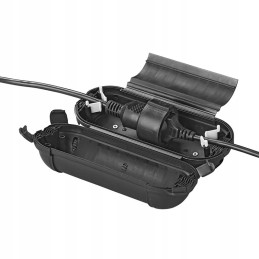 Plug and socket cable cover, black, IP44 extension cord protection
