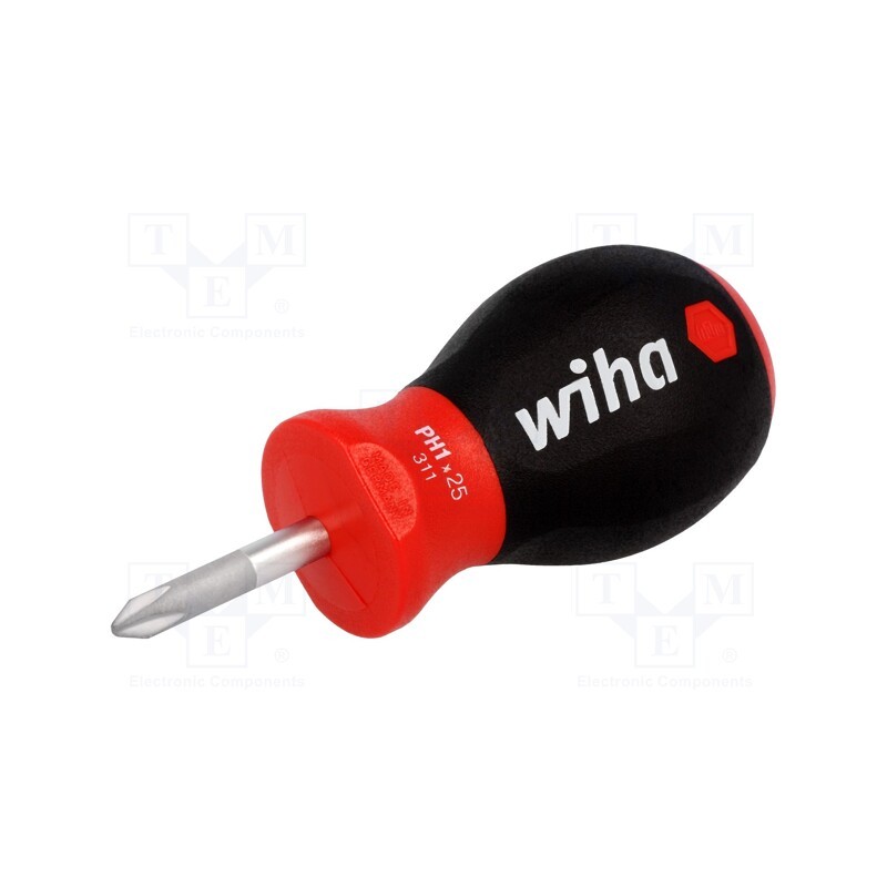 1 pcs x WIHA - 26968 - Screwdriver, Phillips, PH1, SoftFinish®, Blade length: 25mm