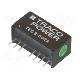 1 pcs x TRACO POWER - TEC 3-0922 - Converter: DC/DC, 3W, Uin: 4.5÷13.2V, Uout: 12VDC, Uout2: -12VDC