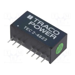 1 pcs x TRACO POWER - TEC 2-4823 - Converter: DC/DC, 2W, Uin: 36÷75V, Uout: 15VDC, Uout2: -15VDC, SIP8