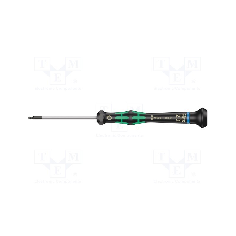 1 pcs x WERA - 5118092001 - Screwdriver, hex key,spherical, precision, HEX 2mm
