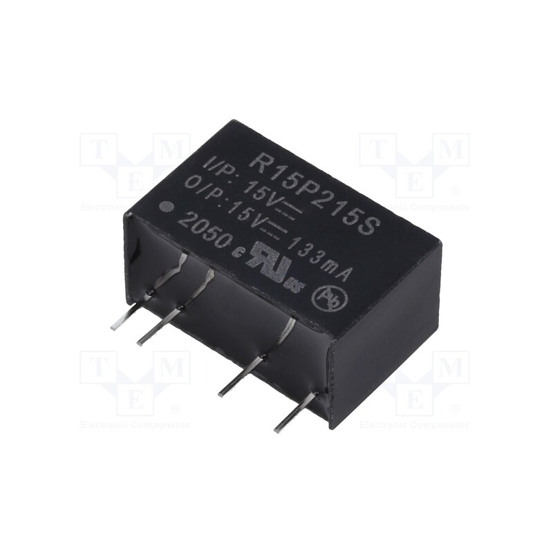 1 pcs x RECOM - R15P215S - Converter: DC/DC, 2W, Uin: 13.5÷16.5V, Uout: 15VDC, Iout: 133mA, SIP7