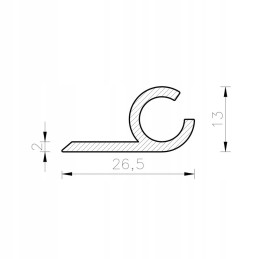 Aluminum awning vestibule strip, 7mm kedra profile