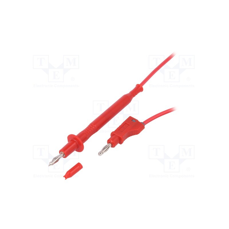 1 pcs x ELECTRO-PJP - 4112-PHI4-100-RT - Test lead, 60VDC, 20A, probe tip,banana plug 4mm, Len: 1m, red