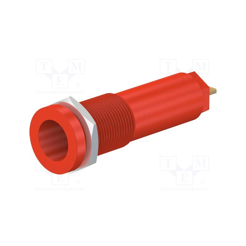 1 pcs x STu00c4UBLI - 66.9427-22 - Socket, 4mm banana, 10A, 1kV, Cutout: Ø12.2mm, red, gold-plated