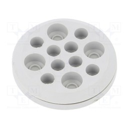 1 pcs x TRELLEBORG - MGD12 IP54 RAL 7035 - Multigate grommet, light grey, Holes no: 12, -40÷100°C, IP54