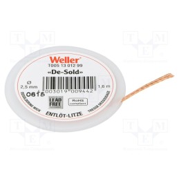1 pcs x WELLER - T0051301299 - Tape: desoldering, W: 2.5mm, L: 1.6m