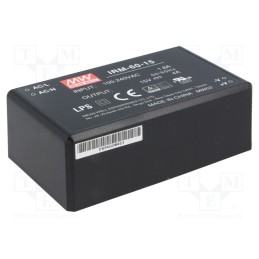 1 pcs x MEAN WELL - IRM-60-15 - Converter: AC/DC, 60W, 85÷264VAC, 15VDC, Iout: 4000mA, OUT: 1, 89%