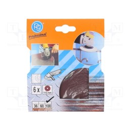 1 pcg x PG PROFESSIONAL - 347.2 - Sanding plate, Granularity: 100, fiber, Ø115mm, 6pcs.