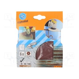 1 pcg x PG PROFESSIONAL - 347 - Sanding plate, Granularity: 36, fiber, Ø115mm, 6pcs.