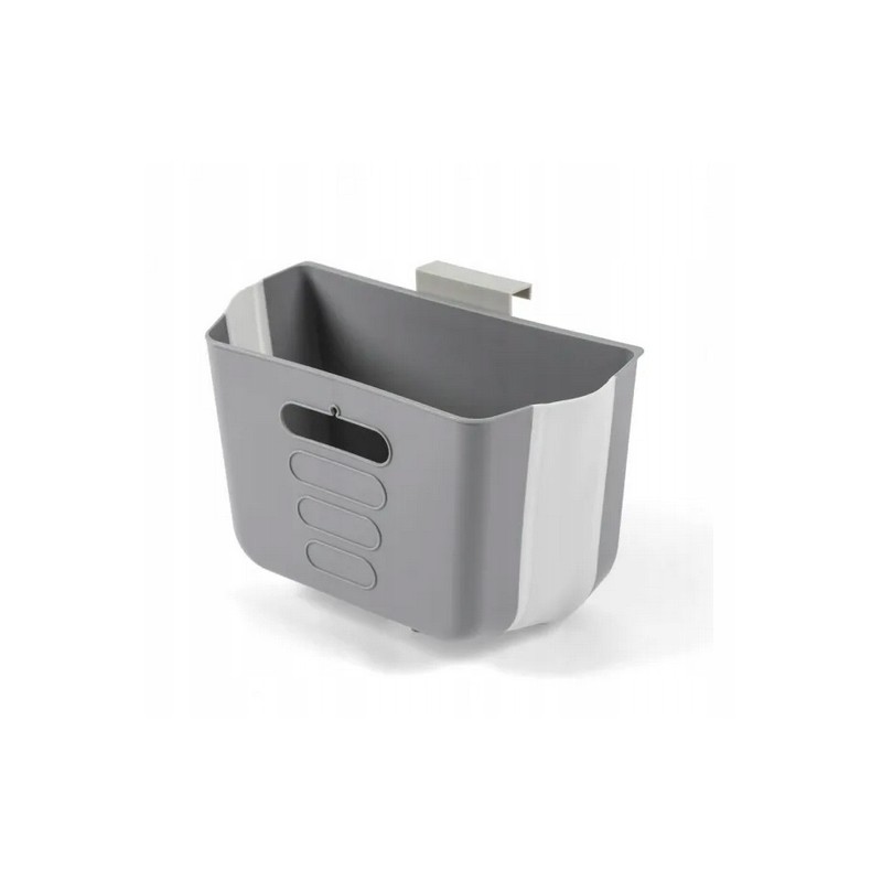 Folding, hanging camping trash bin
