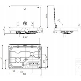 Gas hob, two-burner built-in cooker, Can FC 1346 E