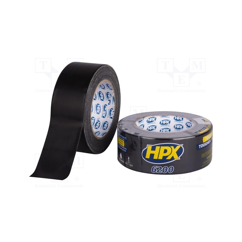 1 rol x HPX - CB5025 - Tape: duct, W: 48mm, L: 25m, Thk: 0.3mm, black, natural rubber, 12%