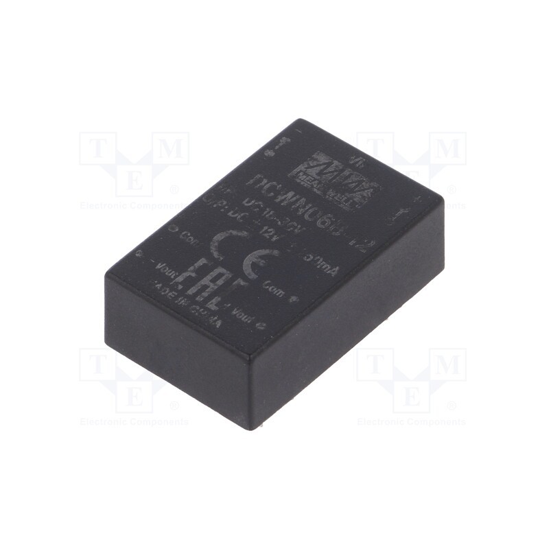 1 pcs x MEAN WELL - DCWN06B-12 - Converter: DC/DC, 6W, Uin: 18÷36V, Uout: 12VDC, Uout2: -12VDC, DIP24