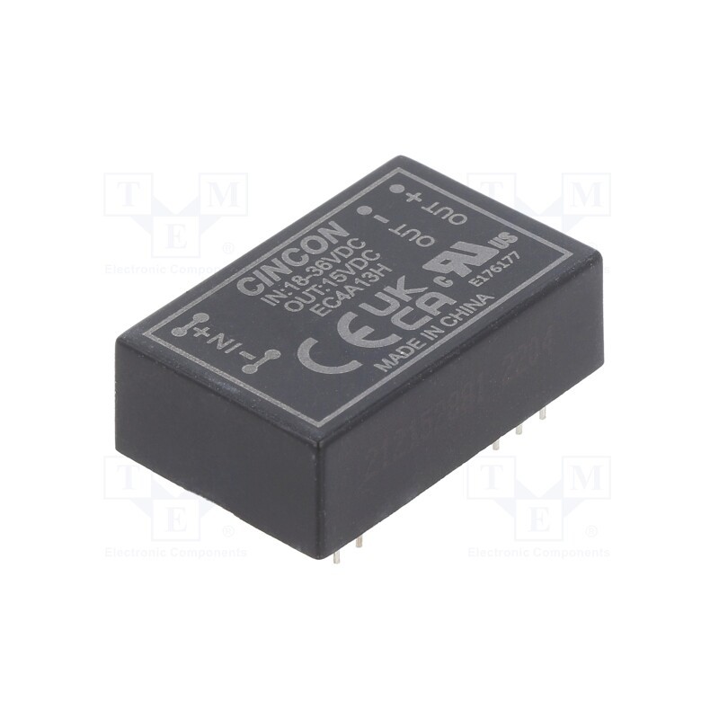 1 pcs x CINCON - EC4A13H - Converter: DC/DC, 5/6W, Uin: 18÷36V, Uout: 15VDC, Iout: 400mA, DIP24