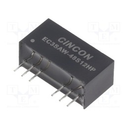1 pcs x CINCON - EC3SAW-48S12HP - Converter: DC/DC, 3W, Uin: 18÷74V, Uout: 12VDC, Iout: 250mA, 100kHz