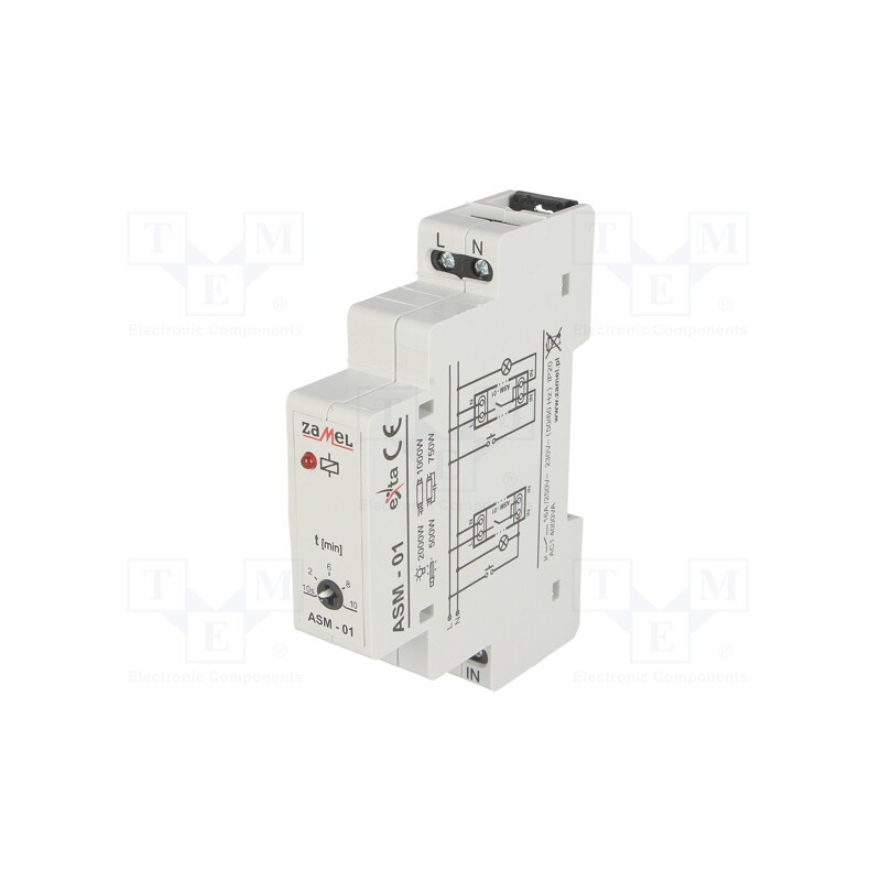 1 pcs x ZAMEL - ASM-01 - Staircase timer, for DIN rail mounting, 230VAC, SPST-NO, IP20