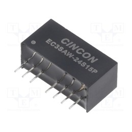 1 pcs x CINCON - EC3SAW-24S15P - Converter: DC/DC, 3W, Uin: 9÷36V, Uout: 15VDC, Iout: 0÷200mA, SIP8