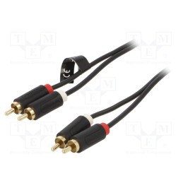 1 pcs x VENTION - BCMBH - Cable, RCA plug x2,both sides, 2m, Plating: gold-plated, black