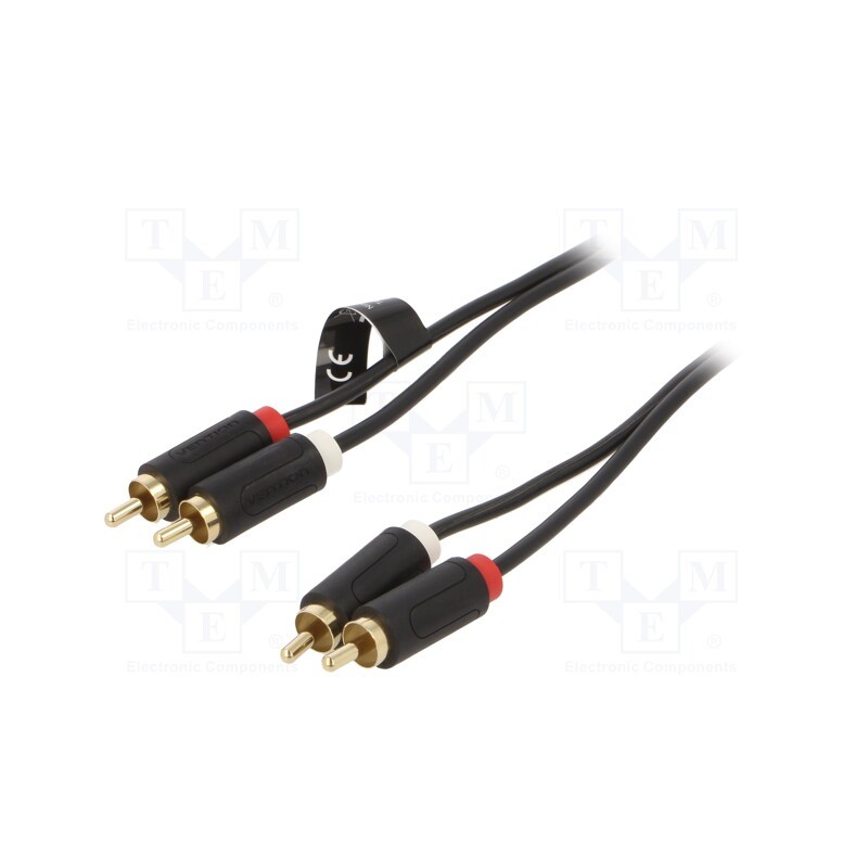 1 pcs x VENTION - BCMBH - Cable, RCA plug x2,both sides, 2m, Plating: gold-plated, black