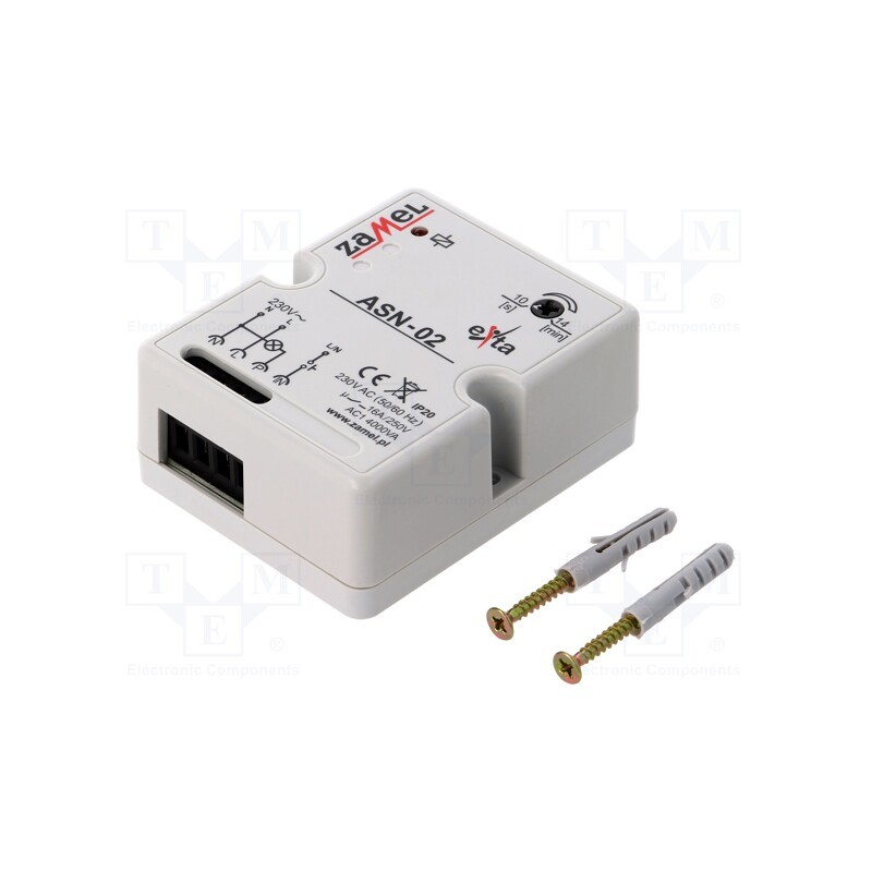 1 pcs x ZAMEL - ASN-02 - Staircase timer, wall mount, 230VAC, SPST-NO, IP20, 16A, -20÷45°C