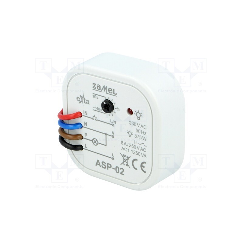 1 pcs x ZAMEL - ASP-02 - Staircase timer, in mounting box, 230VAC, SPST-NO, IP20, 5A
