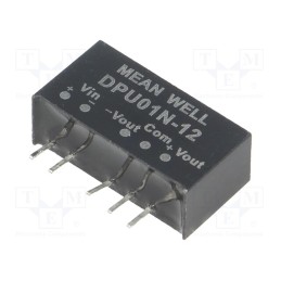 1 pcs x MEAN WELL - DPU01N-12 - Converter: DC/DC, 1W, Uin: 21.6÷26.4V, Uout: 12VDC, Uout2: -12VDC