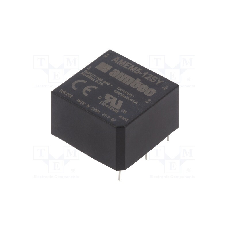 1 pcs x AIMTEC - AMEM5-12SY - Converter: AC/DC, 5W, 85÷264VAC, Usup: 120÷370VDC, Uout: 12VDC, 78%