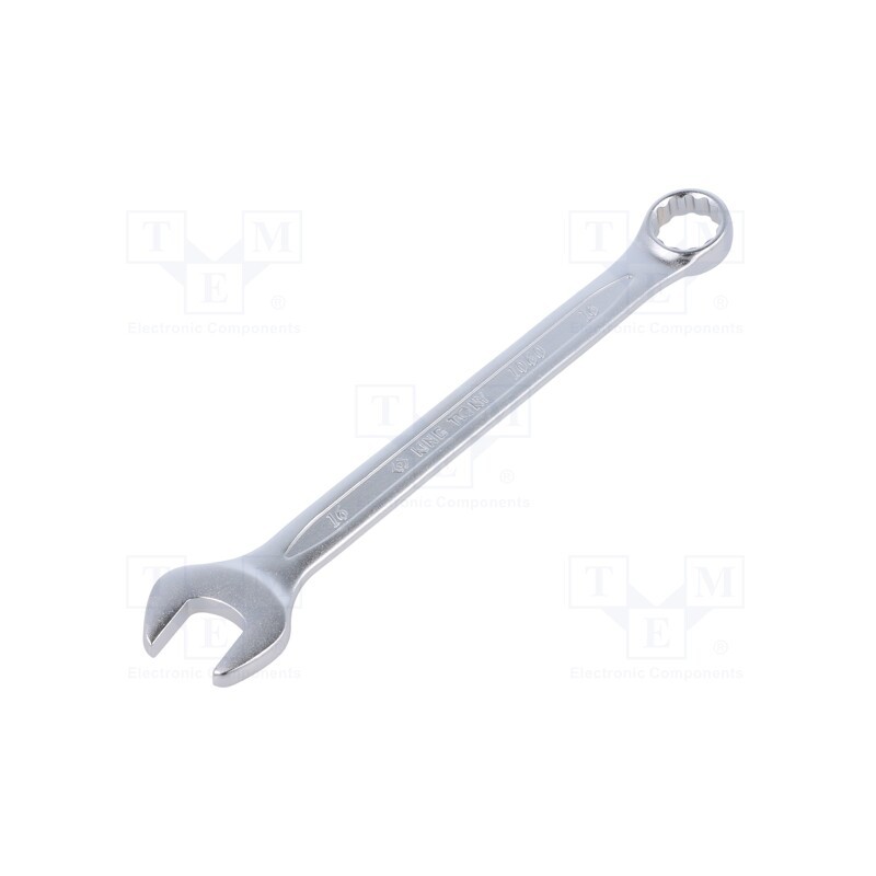 1 pcs x KING TONY - 1060-16 - Wrench, combination spanner, 16mm, Chrom-vanadium steel, L: 205mm