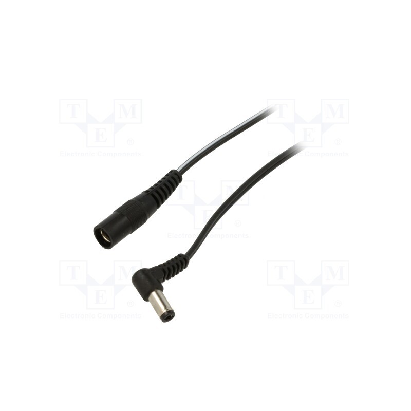1 pcs x WEST POL - A25-C21-T050-150BK - Cable, 2x0.5mm2, DC 5,5/2,1 socket,DC 5,5/2,5 plug, angled, 1.5m