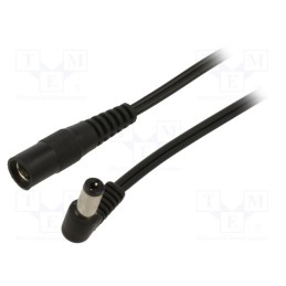 1 pcs x WEST POL - A25-C21-T050-050BK - Cable, 2x0.5mm2, DC 5,5/2,1 socket,DC 5,5/2,5 plug, angled, 0.5m
