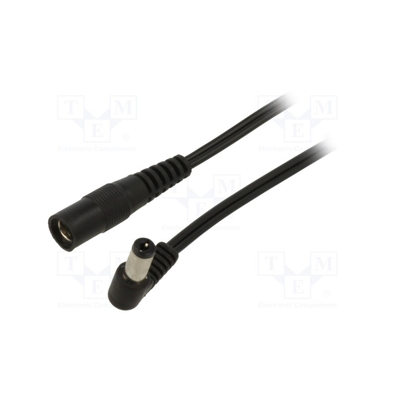 1 pcs x WEST POL - A25-C21-T050-050BK - Cable, 2x0.5mm2, DC 5,5/2,1 socket,DC 5,5/2,5 plug, angled, 0.5m