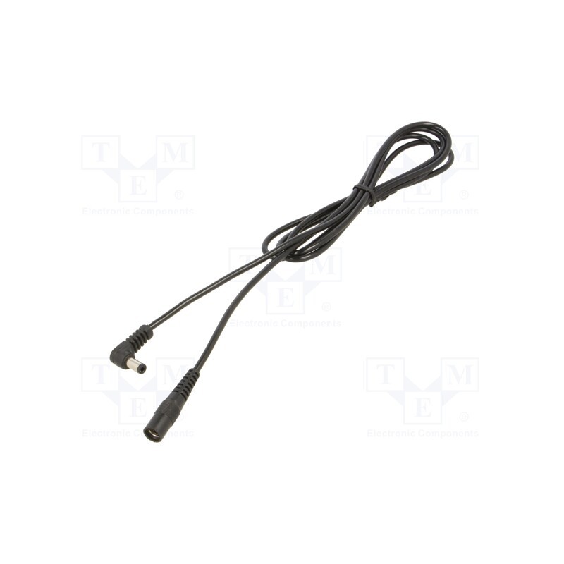 1 pcs x WEST POL - A25-C21-C050-150BK - Cable, 1x0.5mm2, DC 5,5/2,1 socket,DC 5,5/2,5 plug, angled, 1.5m