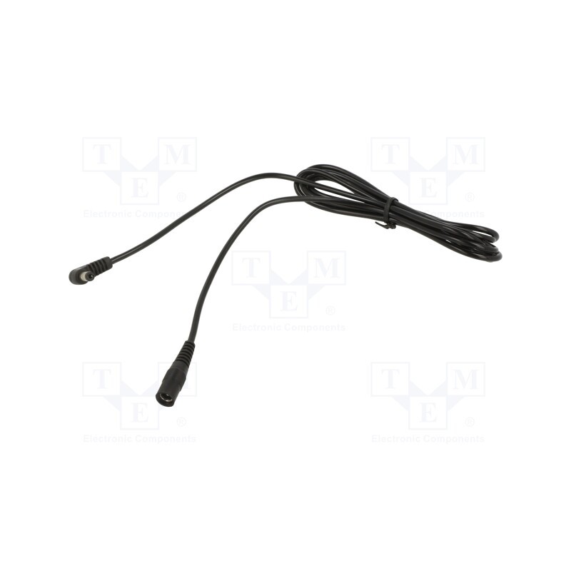1 pcs x WEST POL - A21-C21-C050-200BK - Cable, 1x0.5mm2, DC 5,5/2,1 plug,DC 5,5/2,1 socket, angled, 2m